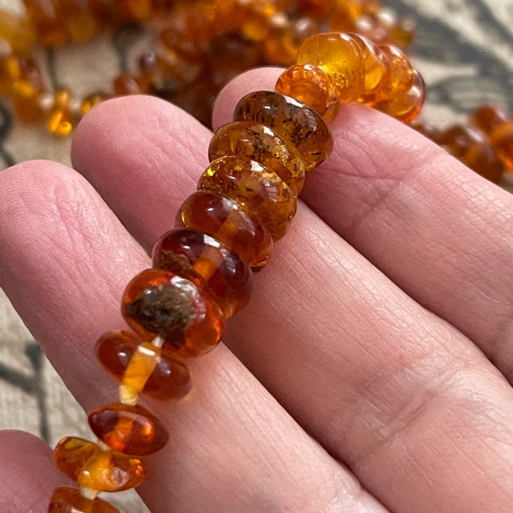 Genuine natural unheated Baltic honey amber long heavy necklace - Picture 6 of 13